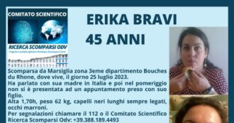 Copertina di Erika Bravi, 45enne di Forlì scomparsa a Marsiglia. I genitori: “Aveva divorziato dal marito perché la maltrattava”