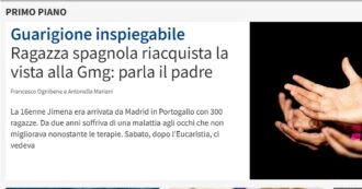 Copertina di L’Avvenire: “Una ragazza spagnola ha riacquistato la vista alla Giornata Mondiale della Gioventù”