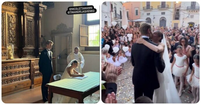 Nicoletta Manni e Timofej Andrijashenko sposi dopo la proposta di matrimonio all’Arena di Verona. Il testimone è Roberto Bolle