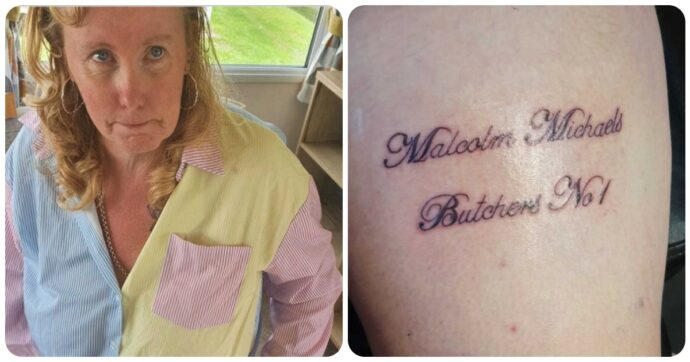 Mamma di due bambini si tatua il nome della macelleria di fiducia. Il  proprietario: «100