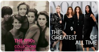Copertina di Naomi, Cindy, Linda e Christy: le super top model tornano sulla copertina di Vogue dopo 30 anni. Ma è polemica: “Sembrano casalinghe ad un funerale”