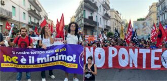Copertina di Salario minimo, clima e no all’autonomia differenziata: a Messina la manifestazione contro il Ponte unisce le istanze del Sud. “Vogliamo acqua e sanità pubblica”