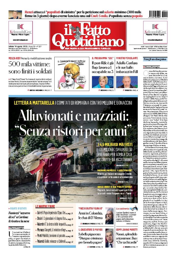 Copertina di sabato 19 Agosto 2023