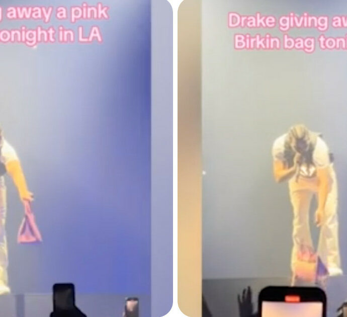 Drake regala una Birkin rosa di Hermes durante il concerto: fan fortunata porta a casa la borsa da 30mila euro