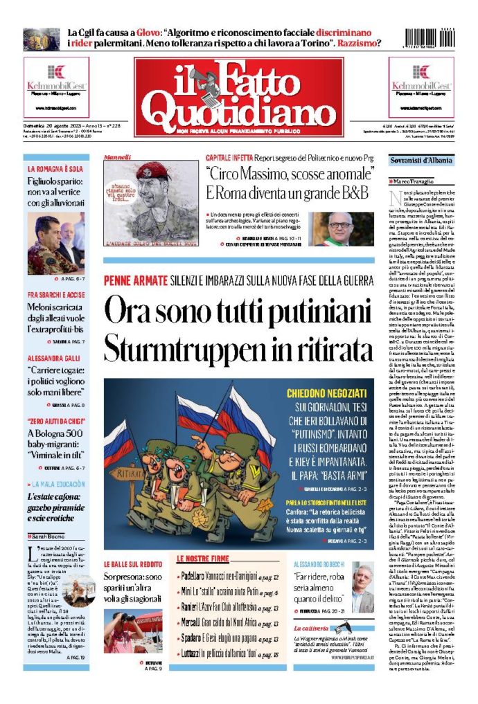 Copertina di domenica 20 Agosto 2023