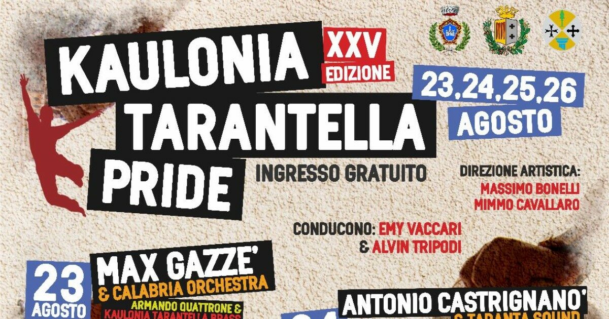 Kaulonia Tarantella Festival: da Max Gazzè a Eugenio Bennato, tutti gli ospiti dell’evento di musica popolare della Calabria