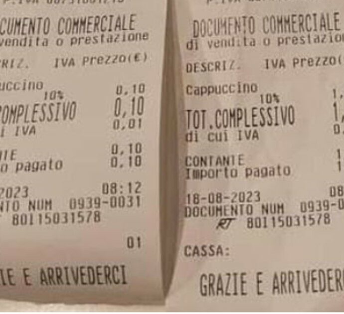 10 centesimi in più per il cappuccino senza schiuma, è polemica sullo scontrino di Ostia. Il barista si giustifica: “Ho usato più latte”