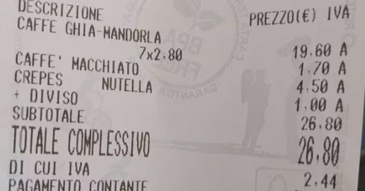 1 euro in più per dividere la crepe: nel bar di Lecce l’ennesimo scontrino che fa discutere