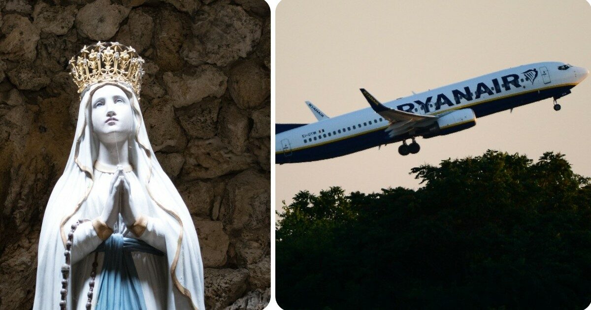 Sul volo Ryanair spunta una statua della Madonna alta 1 metro e 80 e occupa un posto (non suo): passeggeri increduli