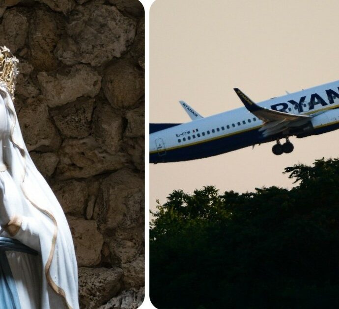 Sul volo Ryanair spunta una statua della Madonna alta 1 metro e 80 e occupa un posto (non suo): passeggeri increduli