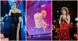 Copertina di Notte della Taranta: Arisa incanta, Tananai con la scritta ‘Adesso basta, nessun’altra’ contro la violenza sulle donne. Il racconto della serata