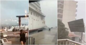 Copertina di Tempesta sulle Baleari, a Maiorca una nave da crociera rompe gli ormeggi e urta una petroliera ormeggiata in porto (video)