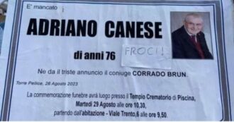 Copertina di Chi ha imbrattato l’annuncio funebre con un insulto omofobico ha perso il senso dell’umano
