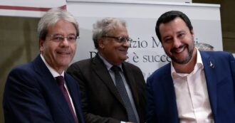 Copertina di Salvini va in guerra (da solo) contro l’Europa e attacca Gentiloni: “Il commissario italiano sembra straniero”. Schlein (Pd): “Destra non ha soluzioni e cerca nemici”