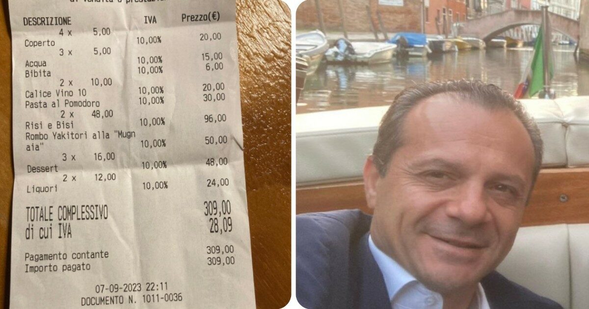 “30 euro per spaghetti al pomodoro. Poi dicono che Taormina è cara”. Il sindaco De Luca pubblica lo scontrino di Venezia: “Porzioni da assaggino”