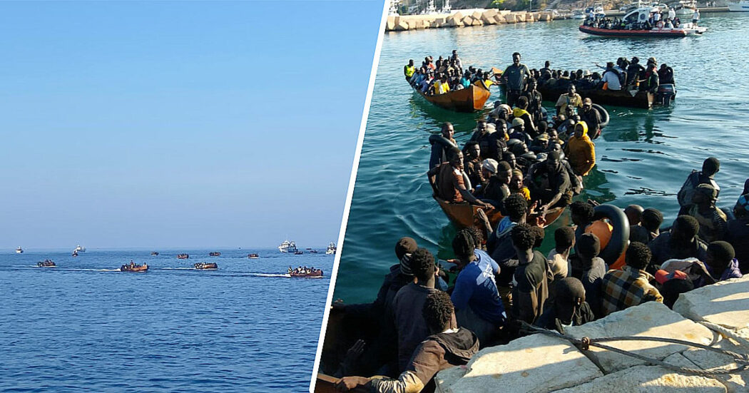 Sbarchi record a Lampedusa: 5mila migranti in un giorno e barche in fila al porto. Meloni tace, l’appello dell’arcivescovo: “Chi accoglie non ha più forze”