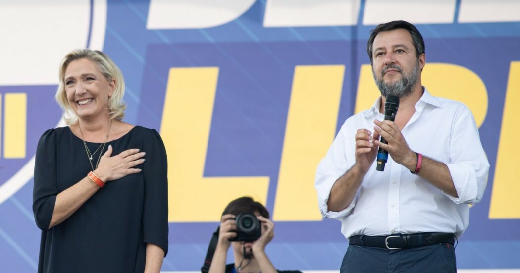 Salvini a Pontida con Le Pen: “Con Giorgia uniti”. Attacca l’Islam ma poche parole sui migranti: “Utilizzeremo ogni mezzo per fermarli”