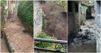 Copertina di Nubifragio in Lombardia, una frana interrompe la provinciale a Blevio e le strade si trasformano in fiumi di fango – Video