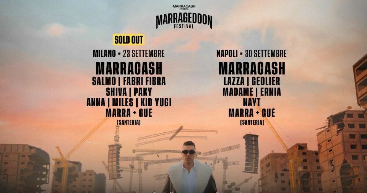 Marrageddon, tutto pronto a Milano per il festival rap di Marracash da 84mila spettatori: la scaletta e come arrivare