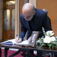 Giuseppe Tornatore alla camera ardente per Giorgio Napolitano, Roma, 25 settembre 2023.
ANSA/MASSIMO PERCOSSI