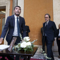 Nicola Fratoianni, Angelo Bonelli, alla camera ardente per Giorgio Napolitano, Roma, 25 settembre 2023. ANSA/MASSIMO PERCOSSI