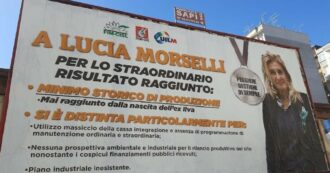 Copertina di Ex Ilva, Taranto tappezzata di manifesti contro la manager Lucia Morselli in vista dello sciopero: “Peggiore gestione di sempre”