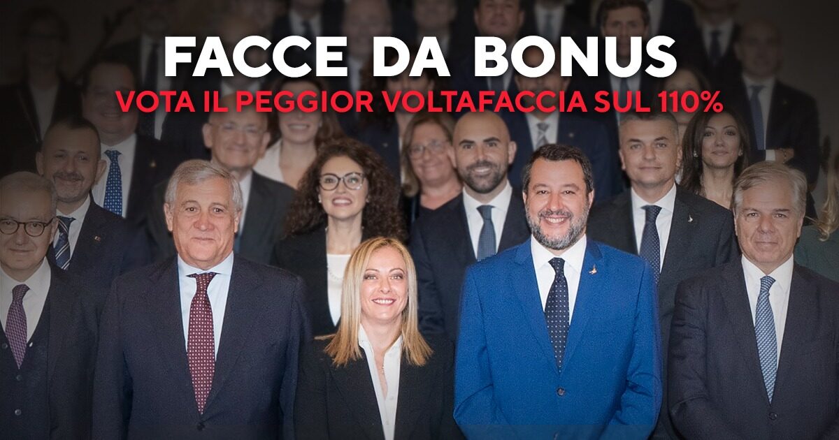Facce da Bonus – Promettevano di ampliare il Superbonus, ora gridano alla truffa. Vota il peggior voltafaccia SONDAGGIO CHIUSO