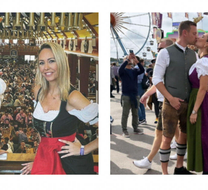 Ilary Blasi all’Oktoberfest con il fidanzato Bastian Muller sfoggia un abito tradizionale. Ma gli haters non apprezzano: “Pensa di avere 20 anni, si è vista?”