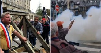 Copertina di Una catapulta alla manifestazione in difesa dell’ospedale. Succede a Carhaix in Francia: scontri tra manifestanti e gendarmeria (video)