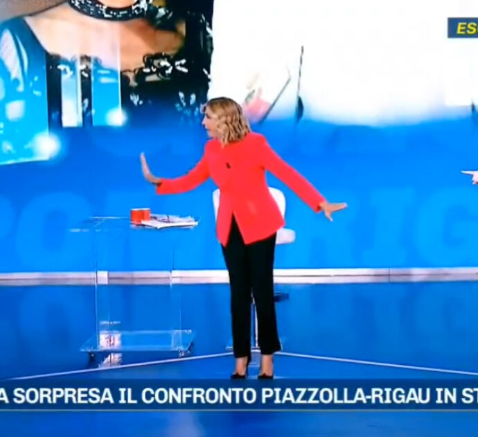 Pomeriggio 5, scoppia la rissa in diretta per l’eredità di Gina Lollobrigida tra Rigau e Piazzolla e volano minacce di morte: “Bandito, ti ammazzo”