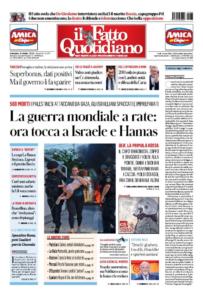 Copertina di domenica 8 Ottobre 2023