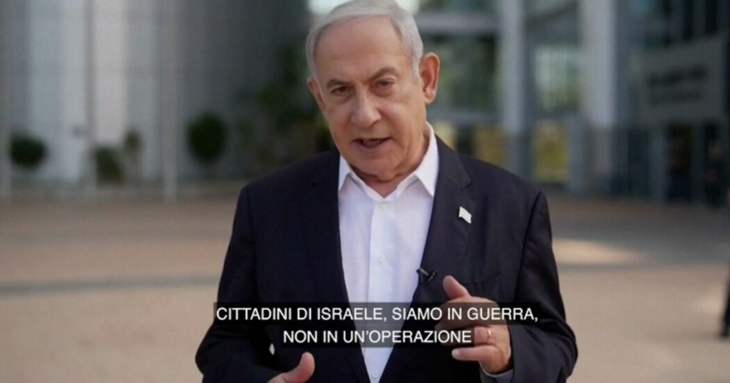 Attacco a Israele, il videomessaggio del premier Netanyahu: “Non è un’operazione, siamo in guerra”