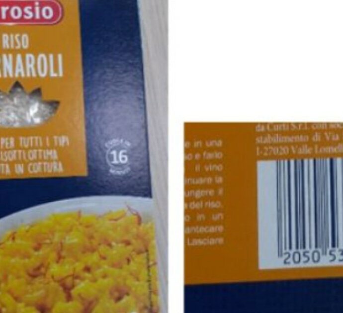 Riso Carnaroli ritirato dai supermercati per rischio chimico: “Presenza di cadmio oltre il limite consentito”. Ecco i lotti interessati