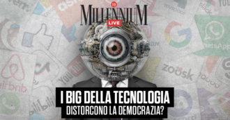 Copertina di “I big della tecnologia distorcono la democrazia?”. Millennium Live con Guido Scorza e Virginia Della Sala
