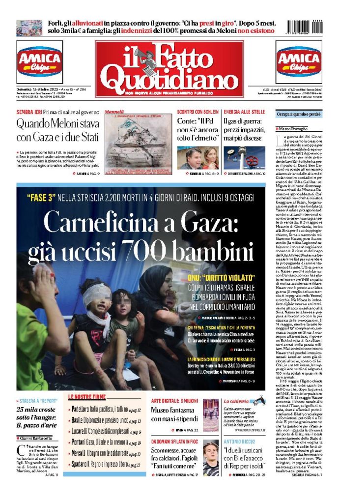 Copertina di domenica 15 Ottobre 2023