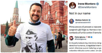 Copertina di Gaza, Salvini attacca la ministra spagnola. Il marito Pablo Iglesias “lo asfalta”: “In Italia governo con fascisti e ridicoli codardi come te”