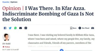 Copertina di “Bombardare Gaza non è la soluzione”. L’editoriale su Haaretz della giornalista superstite del massacro al kibbutz di Kfar Aza