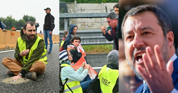 Gli attivisti per il clima bloccano l’autostrada, Salvini li insulta: “Eco-imbecilli. La Lega propone il carcere”