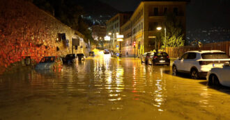 Copertina di Nubifragio in Liguria, a Camogli l’acqua invade le strade: sfollata una famiglia, interventi dei vigili del fuoco
