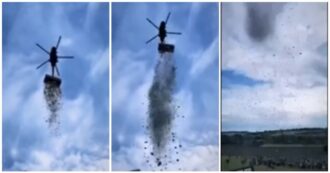 Copertina di Influencer lancia un milione di dollari da un elicottero: le impressionanti immagini della “pioggia di soldi”