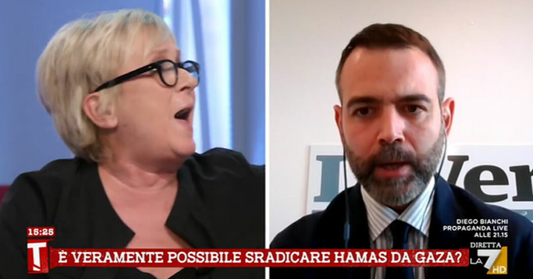 Lite Meli-Borgonovo su La7. “Sei pro Hamas come i pacifisti. Israele non ha fatto niente”. “E quelle 6mila bombe su Gaza chi le ha lanciate?”