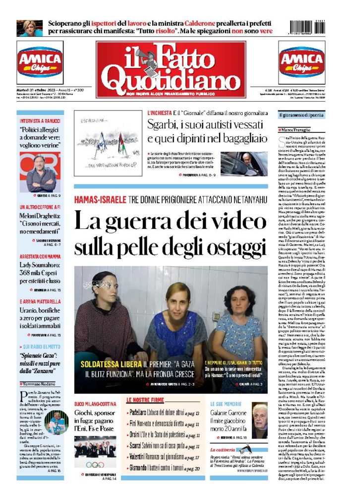 Copertina di martedì 31 Ottobre 2023