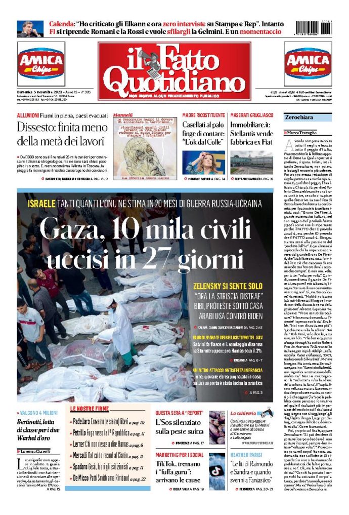 Copertina di domenica 5 Novembre 2023