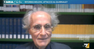 Copertina di Canfora a La7: “Il premierato di Meloni? Ricorda il primo governo Mussolini. Non so cosa ci sia dentro la mente degli autori di questa riforma”