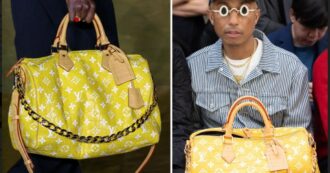 Copertina di Pharrell Williams, la sua borsa gialla di Louis Vuitton da 1 milione di dollari fa impazzire i social: “Fatta come la farebbe un contraffattore di Canal Street”