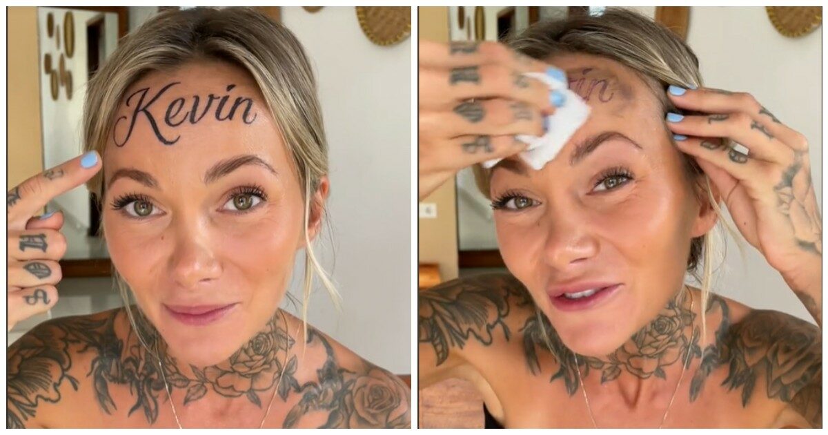 Influencer si tatua il nome del fidanzato sulla fronte ma è tutto finto: “Vi devo dire la verità e perché l’ho fatto”