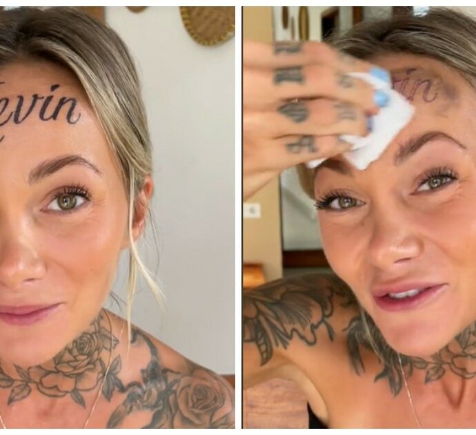 Influencer si tatua il nome del fidanzato sulla fronte ma è tutto finto: “Vi devo dire la verità e perché l’ho fatto”