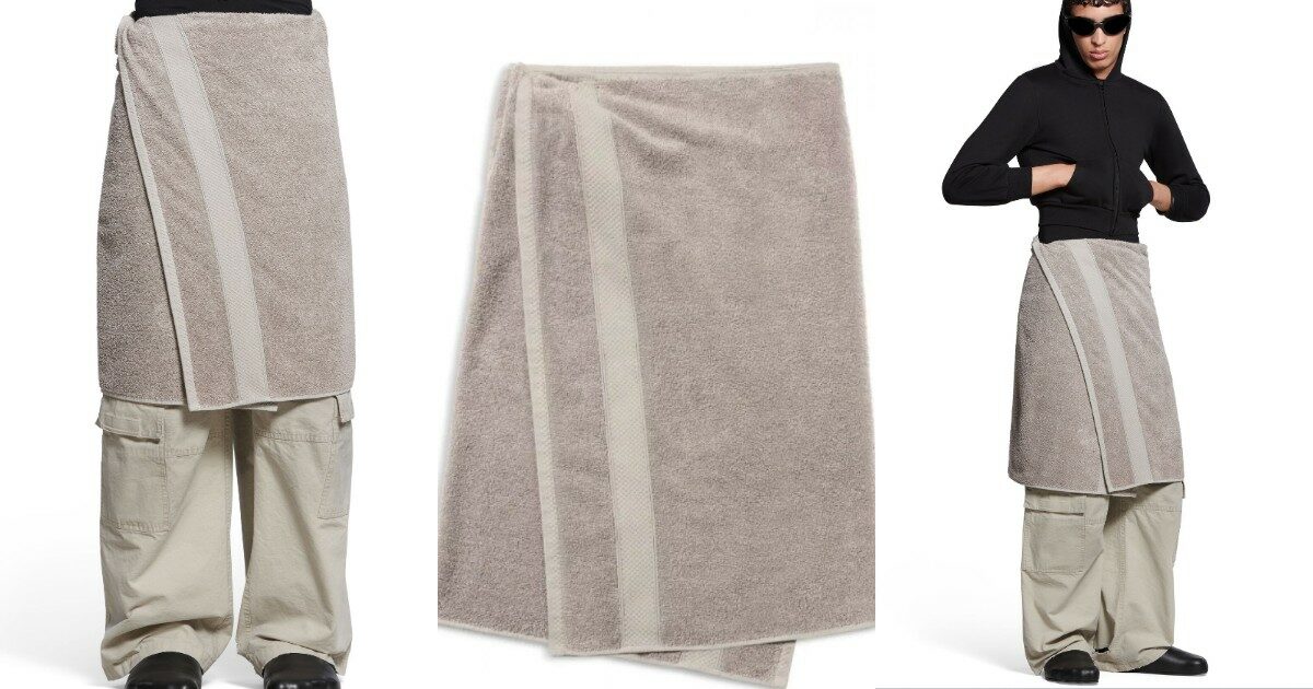 La gonna-asciugamano di Balenciaga (da 700 euro) è l’ultima tendenza: ecco la Towel Skirt, dal bagno alla passerella