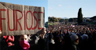 Copertina di Violenza contro le donne, migliaia di persone al corteo di Non una di meno a Roma. Presidi in tutta Italia. Mattarella: “L’indignazione a intermittenza non basta”
