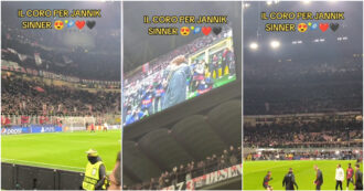 Copertina di Jannik Sinner a San Siro per vedere il Milan, i tifosi rossoneri lo celebrano così – Video